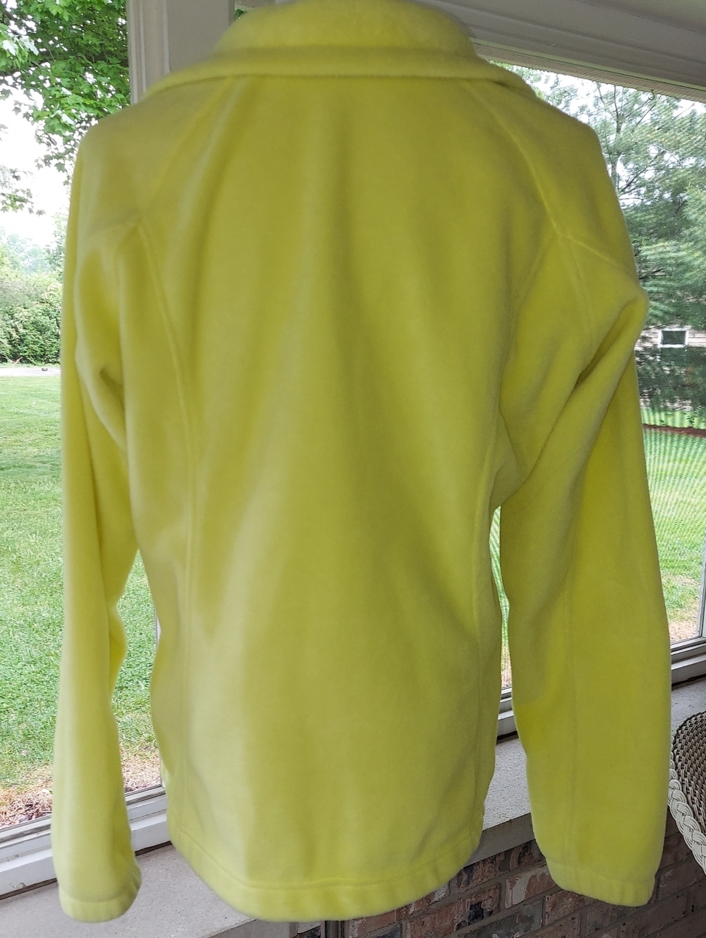 Columbia Bright Neon Ish Yellow Fleece Jacket L Zip Up Cute and Bright - Picture 3 of 7